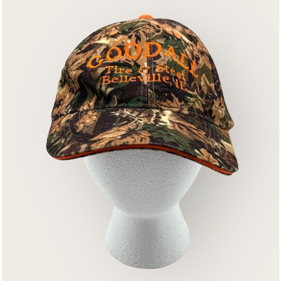 Goodall Tire & Steel Camouflage Cap Orange Embroidery Adjustable Baseball Hat - Picture 1 of 7